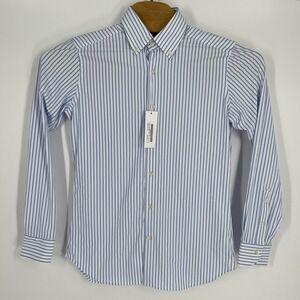 NWT Tintoria Mattei Blue Stripes Shirt Size 39 15.5 100% Cotton